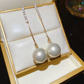 Light Luxury French Imitation Pearl Rhinestone Tassel Drop Earrings With Silver Pins view 4