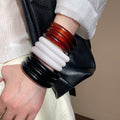 Western Style Three Layer Geometric Round Resin Open Bangle Minimalist Fashion Jewelry For Women view 3