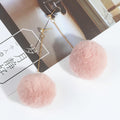 Gold Ball Chain Large Fuzzy Pom Pom Stud Earrings in Three Colors view 7