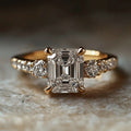 Square Imitation Gold Ring For Women, Bridal Light Luxury Classic Fashion Jewelry view 5