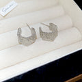 Minimalist Alloy Pleated C Shape Hexagon Geometric Stud Earrings With Silver Pins view 2