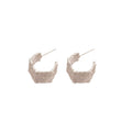 Minimalist Alloy Pleated C Shape Hexagon Geometric Stud Earrings With Silver Pins view 5