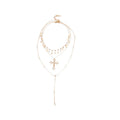 Light Luxury Alloy Layered Cross And Star Pendant Necklace For Women Geometric Clavicle Chain view 5