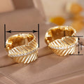 French Elegant Leaf Ear Cuff For Women, Micro Paved Zircon Imitation Gold Jewelry Earrings view 2