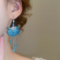 Zircon Fan Crystal Pendant Tassel Ear Hook Earrings, Fresh Geometric Light Luxury Style view 3
