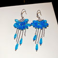 Zircon Fan Crystal Pendant Tassel Ear Hook Earrings, Fresh Geometric Light Luxury Style view 4