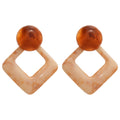 European Style Resin Triangle Diamond Fan Drop Earrings With Silver Posts view 5