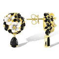 Metal Enamel Hydrangea Drop Earrings For Women, Teardrop Crystal Pendant Forest Vacation Jewelry view 3