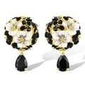 Metal Enamel Hydrangea Drop Earrings For Women, Teardrop Crystal Pendant Forest Vacation Jewelry view 1