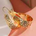 Metal Texture Carved Floral Ear Cuff For Women Vintage New Chinese Style Fashion Jewelry Earrings view 2
