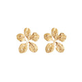 Luxury Gold Alloy Textured Flower Irregular Stud Earrings For Women Elegant Statement Fashion Earrings view 5