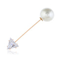 Round Pearl Look Clear Stone Gold Tone Floral Brooch view 5