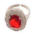 Light Luxury Oval Faux Ruby Open Ring With Full Crystal Pave Palace Style For Women view 5