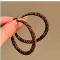 Vintage Leopard Print Cloth Round Hoop Earrings With Silver Pins European American Style view 2