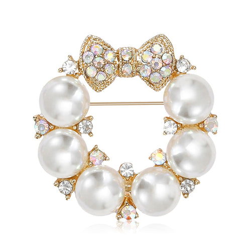 Alloy Geometric Bow Brooch With Rhinestones For Women's Accessories