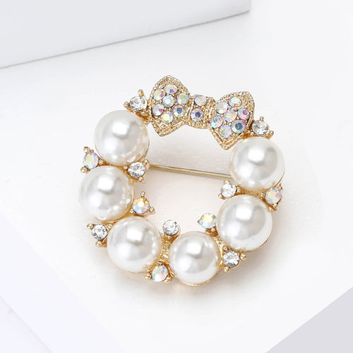 Alloy Geometric Bow Brooch With Rhinestones For Women's Accessories