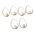 French Elegant Faux Pearl Geometric Line Teardrop Hook Earrings Minimalist Designer Style view 5