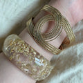 Vintage Gold Tone Twisted Braided Metal Bangle For Women European Style Round Wrist Jewelry view 2