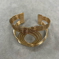 Vintage Gold Tone Twisted Braided Metal Bangle For Women European Style Round Wrist Jewelry view 3