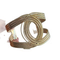 Vintage Gold Tone Twisted Braided Metal Bangle For Women European Style Round Wrist Jewelry view 5