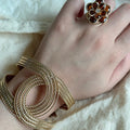 Vintage Gold Tone Twisted Braided Metal Bangle For Women European Style Round Wrist Jewelry view 4