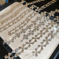 Light Luxury Alloy Waterdrop Crystal Heart Jewelry Set With Stud Earrings Bracelet Necklace view 3