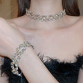 Light Luxury Alloy Waterdrop Crystal Heart Jewelry Set With Stud Earrings Bracelet Necklace view 2