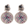 Vintage Acrylic Flower Geometric Round Pendant Drop Earrings With Silver Pins view 5