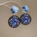 Vintage Acrylic Flower Geometric Round Pendant Drop Earrings With Silver Pins view 3