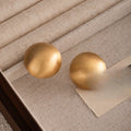 Elegant Brushed Gold Alloy Round Ball Stud Earrings For Women Minimalist Geometric Commuter Fashion Earrings view 4