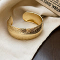 European Style Textured Iron Alloy Open Bangle Minimalist Round Metal Cuff Bracelet view 4