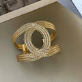 European Style Iron Alloy Double C Cross Hollow Open Bangle Fashion Round Cuff Jewelry view 4