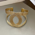 European Style Iron Alloy Double C Cross Hollow Open Bangle Fashion Round Cuff Jewelry view 2