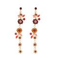 Sparkling Rhinestone Flower Leaf Tassel Drop Earrings, Light Luxury Zinc Alloy Ear Jewelry view 5