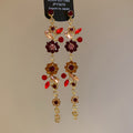 Sparkling Rhinestone Flower Leaf Tassel Drop Earrings, Light Luxury Zinc Alloy Ear Jewelry view 3