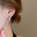 Sparkling Zircon Geometric Round Copper Huggie Earrings Light Luxury Fashion Ear Jewelry view 3