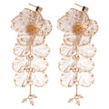 Light Luxury Acrylic Flower Petal Rhinestone Tassel Drop Earrings With Silver Posts view 5