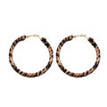 European Style Leopard Print Leather Geometric Hoop Earrings With Silver Pins For Women view 5