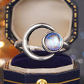 Korean Moon Planet Moonstone Ring For Women Glossy Simple Elegant Fashion Finger Accessory view 3