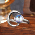 Korean Moon Planet Moonstone Ring For Women Glossy Simple Elegant Fashion Finger Accessory view 5
