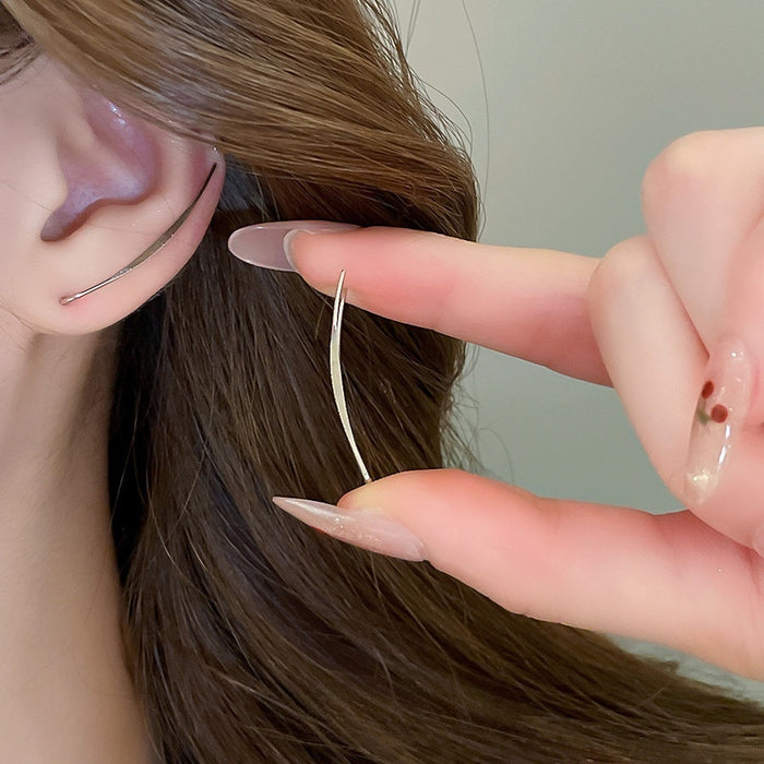 Minimalist Alloy U Shape Line Stud Earrings For Women Fashion Niche Ear Hook Style
