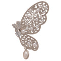 Faux Pearl Zircon Hollow Butterfly Wing Clip-on Earrings Light Luxury Ear Cuff For Women view 5