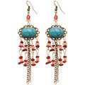 Ethnic Style Oval Irregular Stone Tassel Pendant Drop Earrings With Ear Hooks view 5