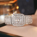Women Micro Pave Square Chunky Ring, Fashion Jewelry Accessory For Wedding Dresses And Evening Gowns view 2