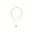 Light Luxury Heart Pendant Triple Layer Pearl Necklace Alloy Geometric Collarbone Jewelry view 5