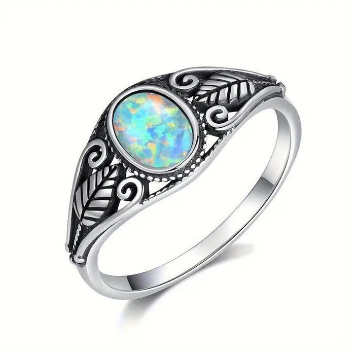 Vintage Distressed Metal Leaf Ring For Women Sticker Style Fashion Finger Jewelry