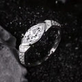 Unisex Marquise Eye Geometric Metal Ring With Micro Pave Detail, Korean Minimalist Niche Design view 1