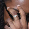 Unisex Marquise Eye Geometric Metal Ring With Micro Pave Detail, Korean Minimalist Niche Design view 3