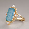 Old Money Style Acrylic Ring, New Chinese Vintage Faux Rice Pearl High Transparency Finger Ring view 3