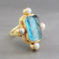 Old Money Style Acrylic Ring, New Chinese Vintage Faux Rice Pearl High Transparency Finger Ring view 5